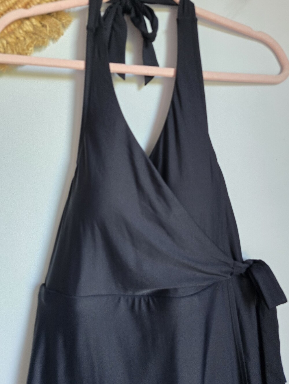 J. Crew NEW Black Halter Wrap Swim Dress One Piece Swimsuit SZ 10 Resort Beach - Picture 4 of 8